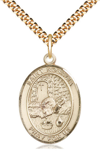 14kt Gold Filled Saint Rosalia Medal Catholic Jewelry Engraved Catholic Saint Jewelry