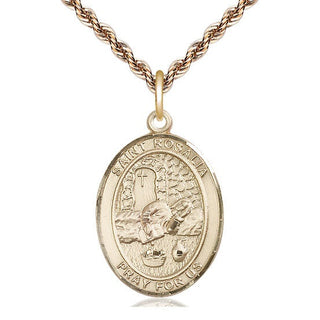 14kt Gold Filled Saint Rosalia Medal Catholic Jewelry Engraved Catholic Saint Jewelry