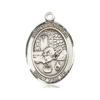 Pewter Saint Rosalia Medal Engraved Catholic Saint Jewelry