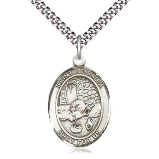 Pewter Saint Rosalia Medal Catholic Jewelry Engraved Catholic Saint Jewelry