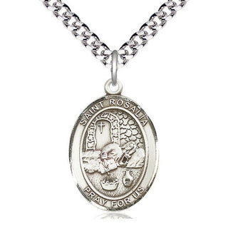 Pewter Saint Rosalia Medal Catholic Jewelry Engraved Catholic Saint Jewelry