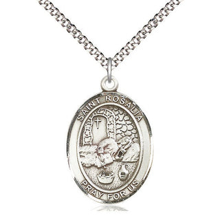 Pewter Saint Rosalia Medal Catholic Jewelry Engraved Catholic Saint Jewelry