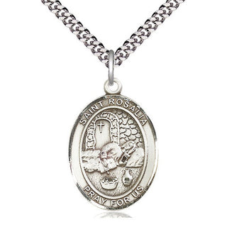 Pewter Saint Rosalia Medal Catholic Jewelry Engraved Catholic Saint Jewelry