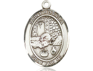 Sterling Silver Saint Rosalia Medal Catholic Jewelry Engraved Catholic Saint Jewelry