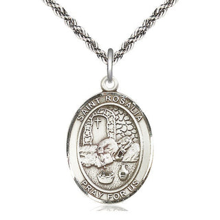 Sterling Silver Saint Rosalia Medal Catholic Jewelry Engraved Catholic Saint Jewelry