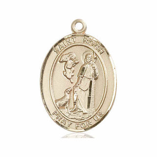 14kt Gold Filled Saint Roch Medal Engraved Catholic Saint Jewelry