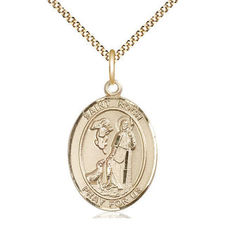 14kt Gold Filled Saint Roch Medal Catholic Jewelry Engraved Catholic Saint Jewelry