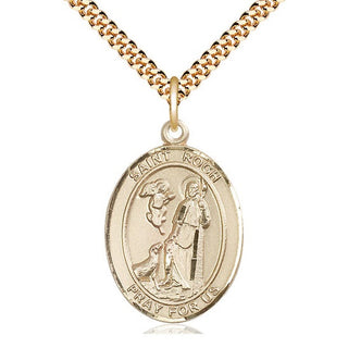 14kt Gold Filled Saint Roch Medal Catholic Jewelry Engraved Catholic Saint Jewelry