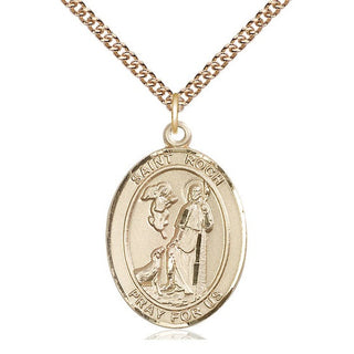 14kt Gold Filled Saint Roch Medal Catholic Jewelry Engraved Catholic Saint Jewelry