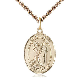 14kt Gold Filled Saint Roch Medal Catholic Jewelry Engraved Catholic Saint Jewelry