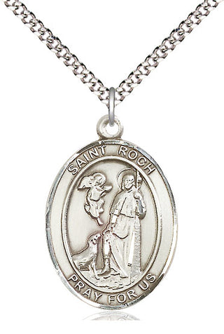Pewter Saint Roch Medal Catholic Jewelry Engraved Catholic Saint Jewelry