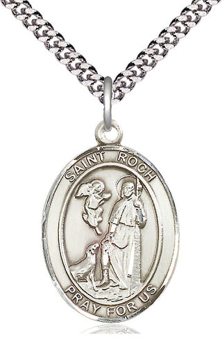 Pewter Saint Roch Medal Catholic Jewelry Engraved Catholic Saint Jewelry