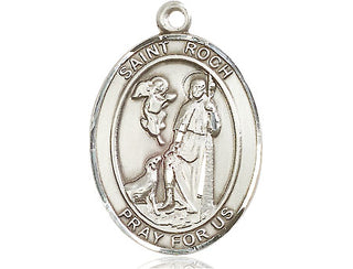 Sterling Silver Saint Roch Medal Catholic Jewelry Engraved Catholic Saint Jewelry