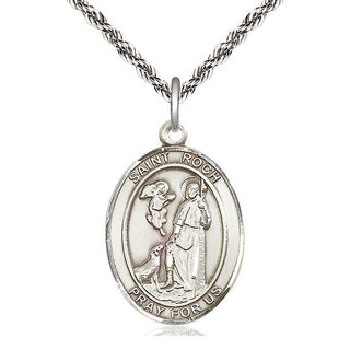 Sterling Silver Saint Roch Medal Catholic Jewelry Engraved Catholic Saint Jewelry