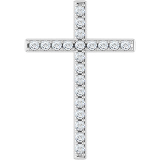 14K White 5/8 CTW Natural Diamond Cross Pendant