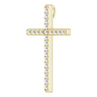 14K Yellow 3/8 CTW Natural Diamond Cross Pendant