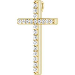 14K Yellow 7/8 CTW Natural Diamond Cross Pendant