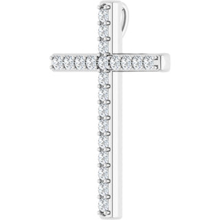 14K White 7/8 CTW Natural Diamond Cross Pendant