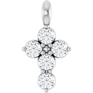 14K White 1/6 CTW Natural Diamond Cross Pendant