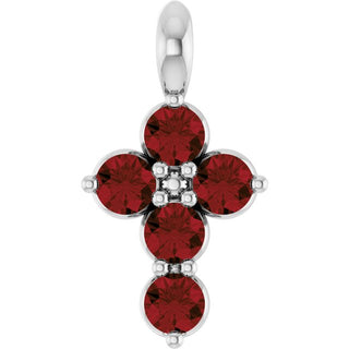 Platinum Natural Mozambique Garnet Cross Pendant