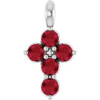 Sterling Silver Lab-Grown Ruby Cross Pendant