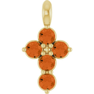 14K Yellow Natural Citrine Cross Pendant