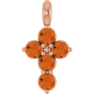 14K Rose Natural Citrine Cross Pendant