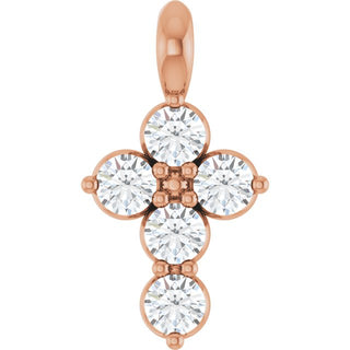14K Rose 1/6 CTW Natural Diamond Cross Pendant