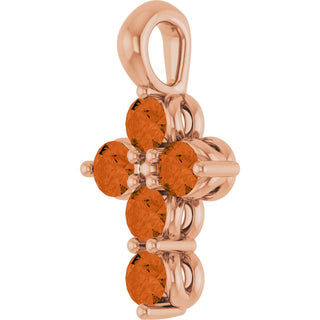 14K Rose Natural Citrine Cross Pendant