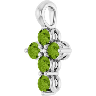 Sterling Silver Natural Peridot Cross Pendant