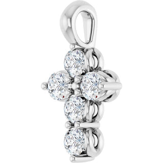 Platinum Natural White Sapphire Cross Pendant