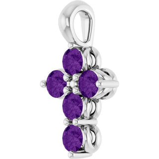Platinum Natural Amethyst Cross Pendant