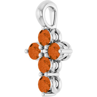 14K White Natural Citrine Cross Pendant