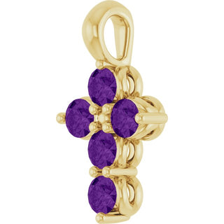 14K Yellow Natural Amethyst Cross Pendant