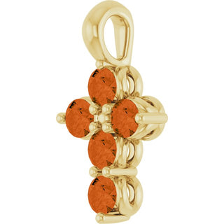 14K Yellow Natural Citrine Cross Pendant