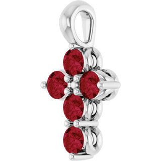 Sterling Silver Lab-Grown Ruby Cross Pendant