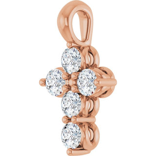 14K Rose 1/6 CTW Natural Diamond Cross Pendant