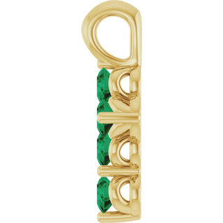 14K Yellow Lab-Grown Emerald Cross Pendant