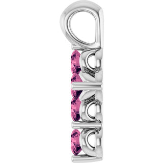 Sterling Silver Natural Pink Tourmaline Cross Pendant