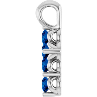 Sterling Silver Lab-Grown Blue Sapphire Cross Pendant