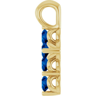 14K Yellow Lab-Grown Blue Sapphire Cross Pendant