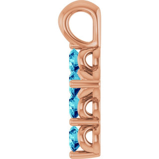 14K Rose Natural Blue Zircon Cross Pendant