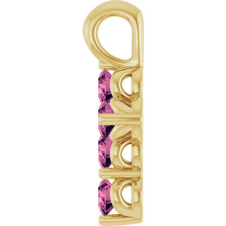 14K Yellow Natural Pink Tourmaline Cross Pendant