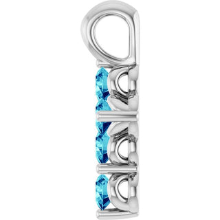 14K White Natural Blue Zircon Cross Pendant