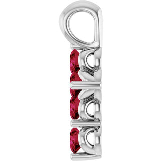 14K White Lab-Grown Ruby Cross Pendant