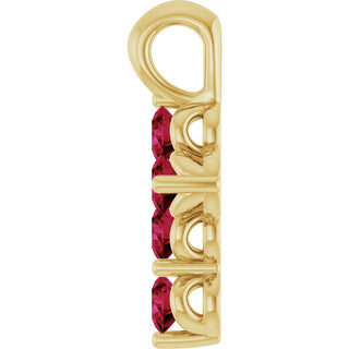 14K Yellow Lab-Grown Ruby Cross Pendant