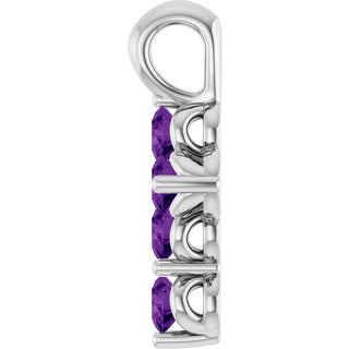 14K White Natural Amethyst Cross Pendant