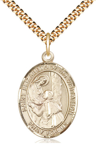 14kt Gold Filled Saint Elizabeth of the Visitation Medal Catholic Jewelry Engraved Catholic Saint Jewelry