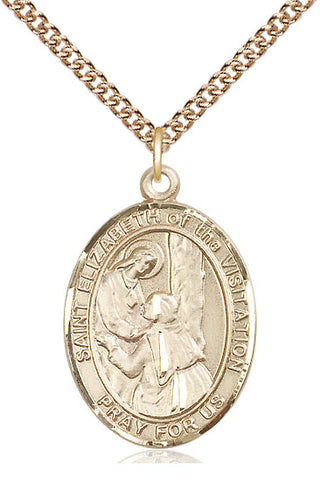 14kt Gold Filled Saint Elizabeth of the Visitation Medal Catholic Jewelry Engraved Catholic Saint Jewelry
