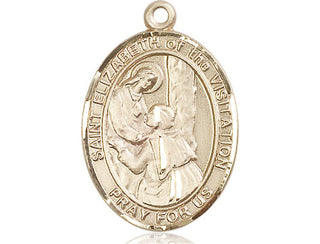14kt Gold Saint Elizabeth of the Visitation Medal Engraved Catholic Saint Jewelry